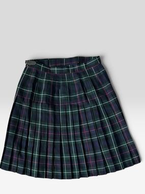 Charter Club Green & Navy Plaid Tartan Pleated Skirt 100% Wool